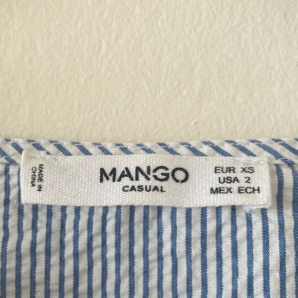 Mango side tie blue pinstripe dress - Picture 2 of 2